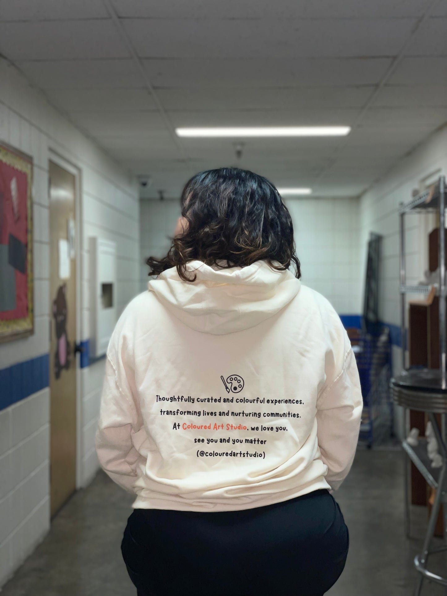 Coloured Art Studio Hoodie - Cream